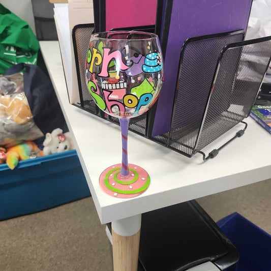 Born To Shop Wine Glass