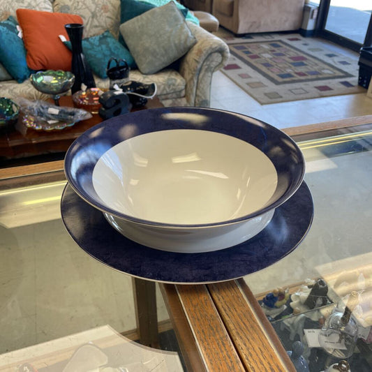 Blue and White Serving Plate and Dish