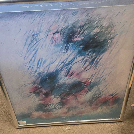 Multi Colored Abstract Art With Silver Frame