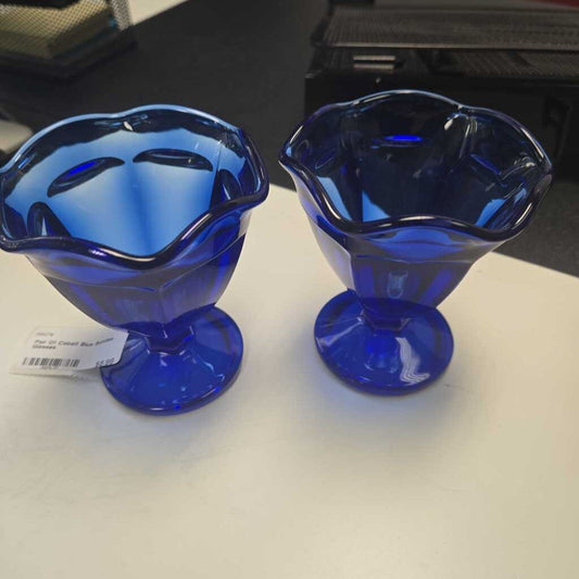 Pair Of Cobalt Blue Sundae Glasses