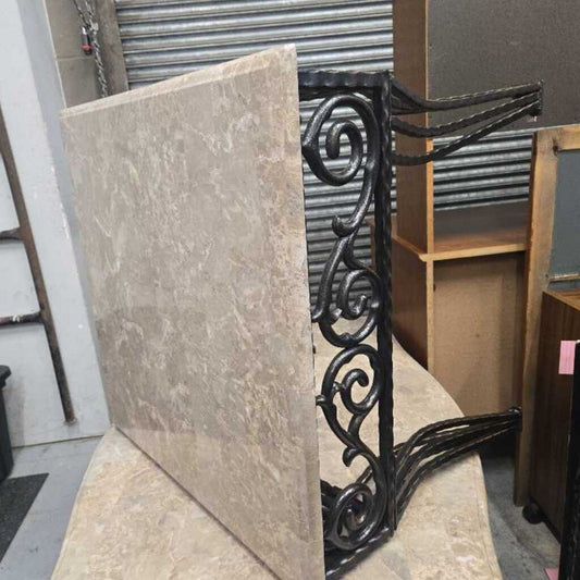 Wrought Iron & Marble End Table