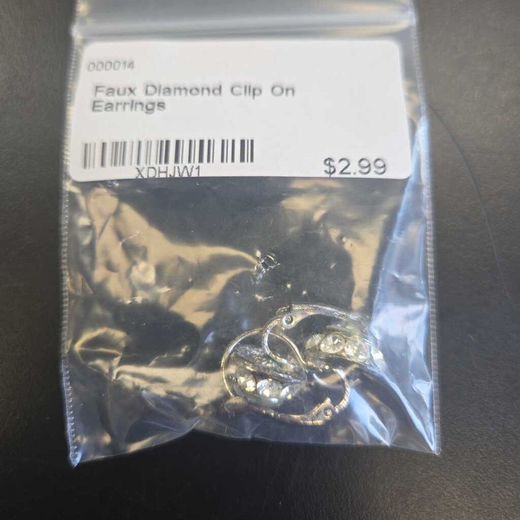 Faux Diamond Clip On Earrings
