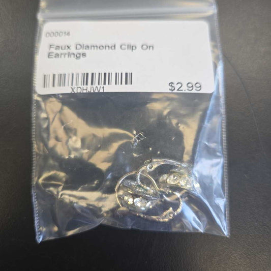 Faux Diamond Clip On Earrings