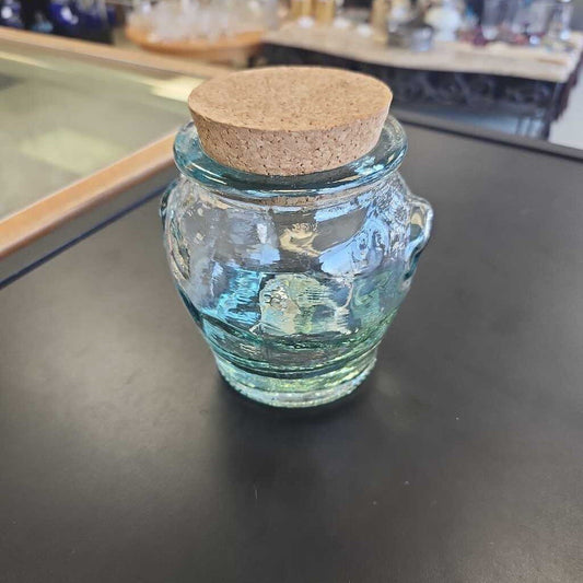 Green Tint Glass Jar With Wooden Lid