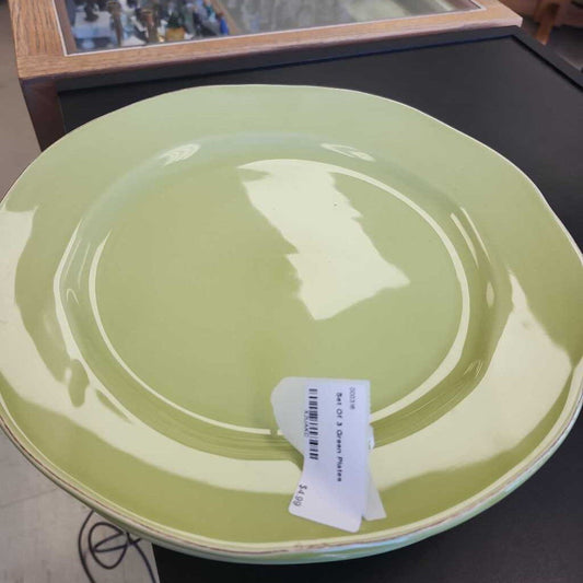 Set Of 3 Green Plates