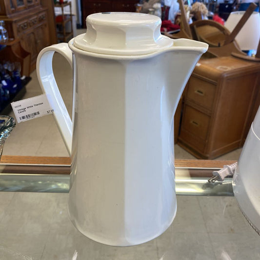 Vintage White Thermos Carafe