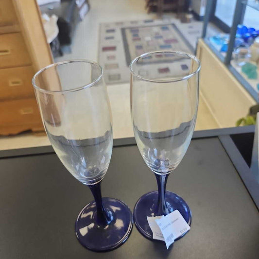 Set of 2 Cobalt Wine Glasses