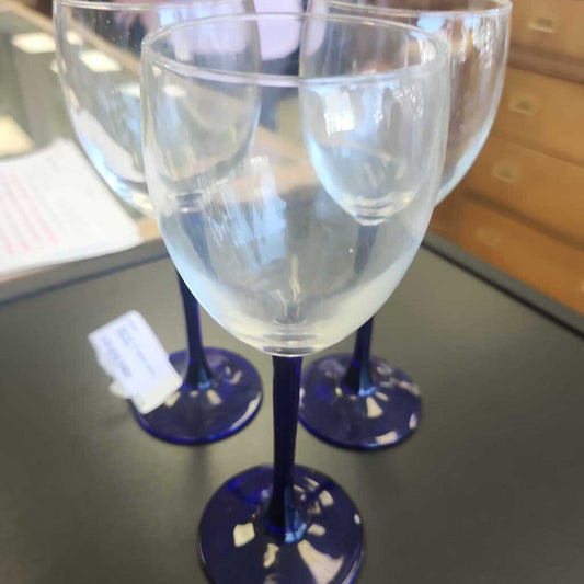 Set OF 3 Cobalt Wine Glasses