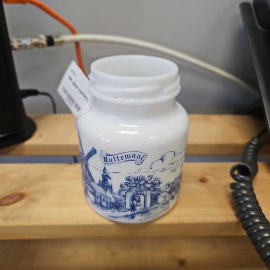 Milk glass mustard jar