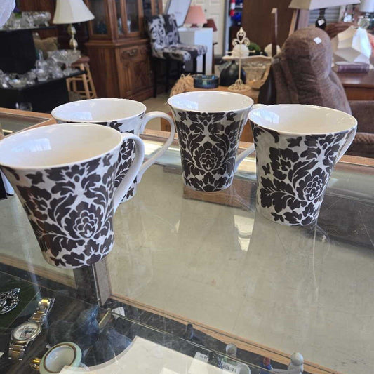 4 Piece 222 Fifth Belle Sepia Coffee Mugs