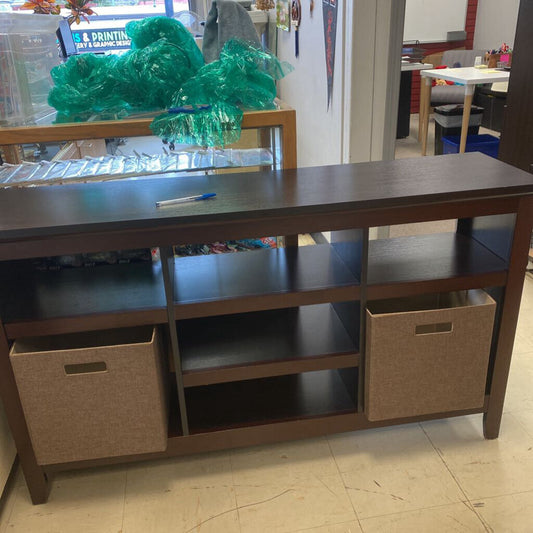 Chocolate Brown 7 Shelf TV Stand With 2 Baskets