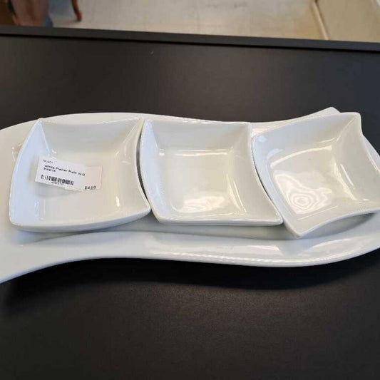 White Platter Plate W/3 Inserts