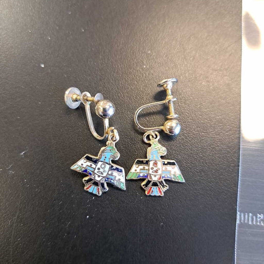 Silver Thunder Bird Clip On Earrings