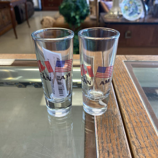 Canadian/American Set of 2 Shot Glasses