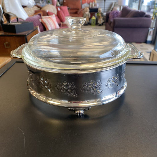 Vintage Pyrex "Fire-King" 1 Qt With Vintage 1920s Viking Serving Plate With Lid