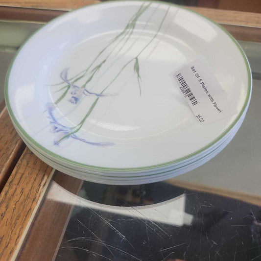 Set Of 5 Plates with Flowers