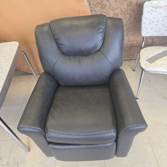 Children's Black Pleather Recliner