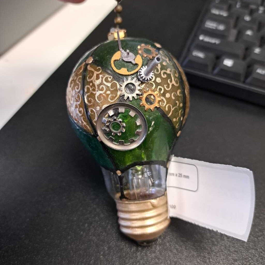 Hanging Stained Glass Light Bulb Art