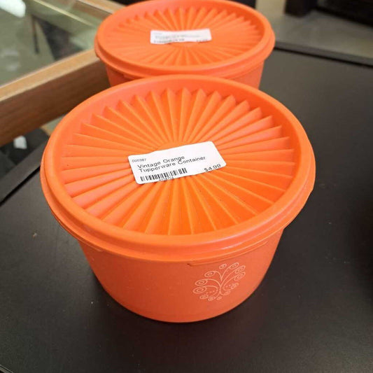 Vintage Orange Tupperware Container W/Lid