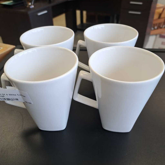 Set Of 4 White Coffee Mugs