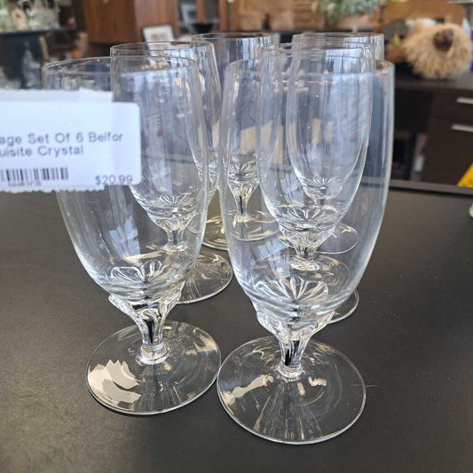 Vintage Set Of 6 Belfor Exquisite Crystal Juice/Wine Glasses