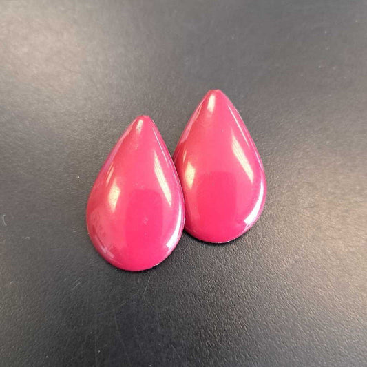 Red Plastic Clip On Earrings