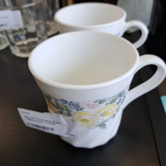 Set Of 3 Corning Mugs Yellow Rose Design