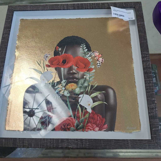 Lady Behind Flowers Framed Picture