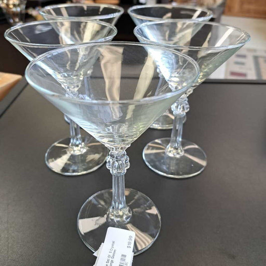 Vintage Set Of 5 Crystal Champange Glasses
