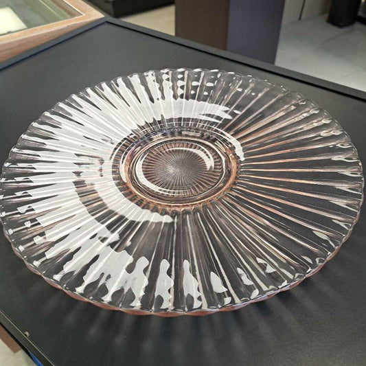 Vintage Pink Depression Glass Ribbed Platter
