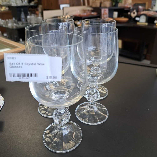 Set Of 5 Crystal Wine Glasses