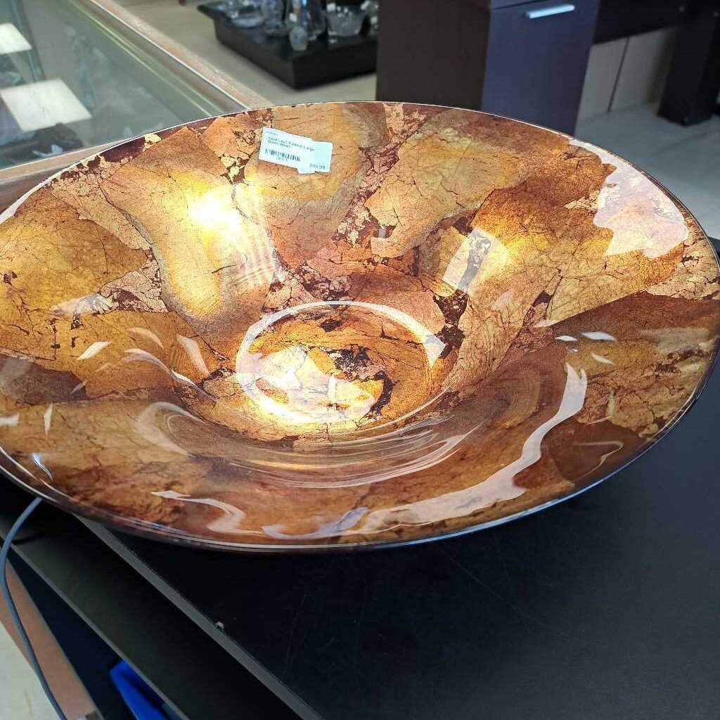 Gold Leaf Pattern Large Glass Bowl