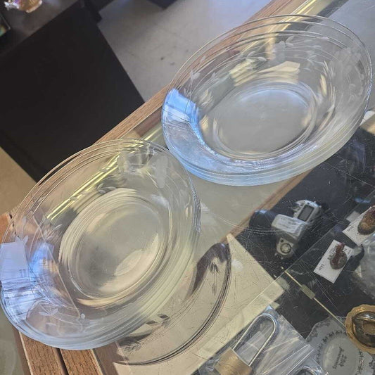 8 pc "Heritage" Pattern Etched Floral Crystal Bowl Set