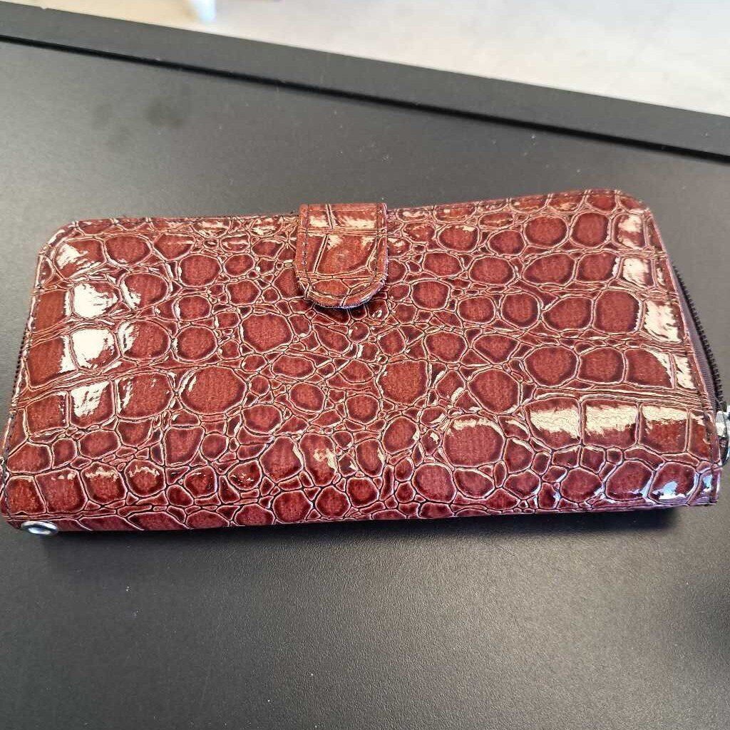 Faux Snakeskin Brown Wallet