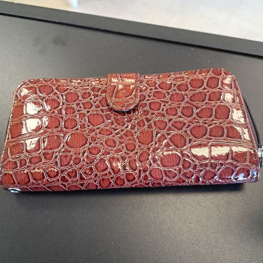 Faux Snakeskin Brown Wallet