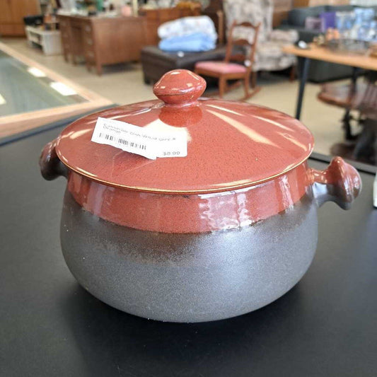 Casserole Dish W/Lid Grey & Orange