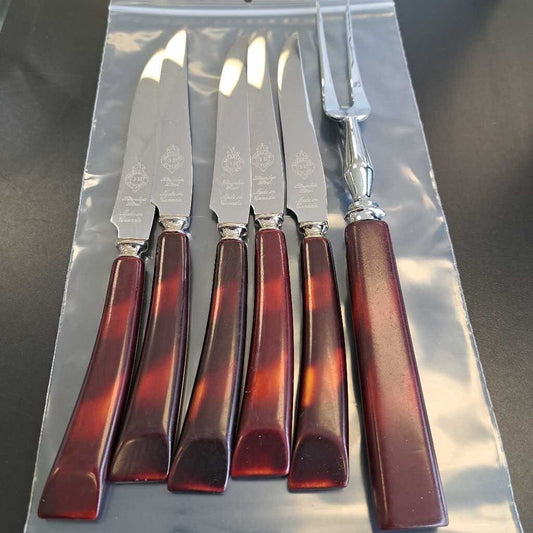 Set Of 5 Warranted Cutlery Steak Knives & Serving Fork