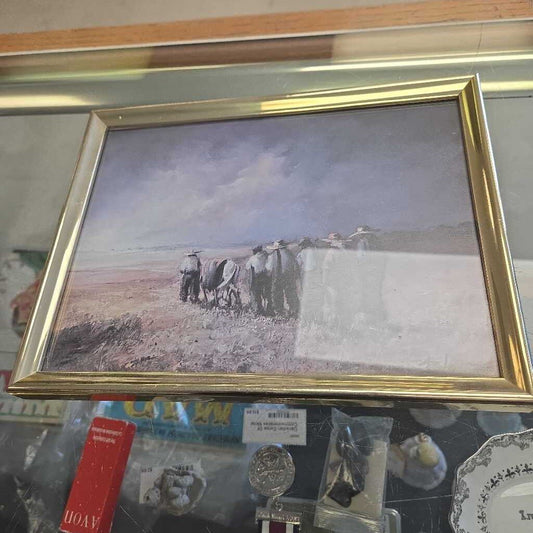 Farming Scene In Gold Colored Frame
