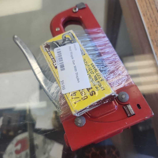 Red Staple Gun With Staples