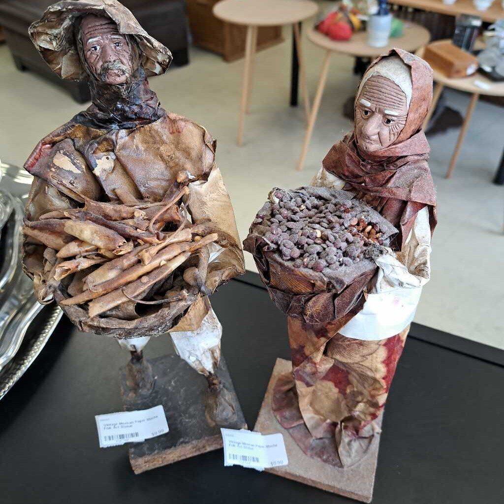 Vintage Mexican Paper Mache Folk Art Statue