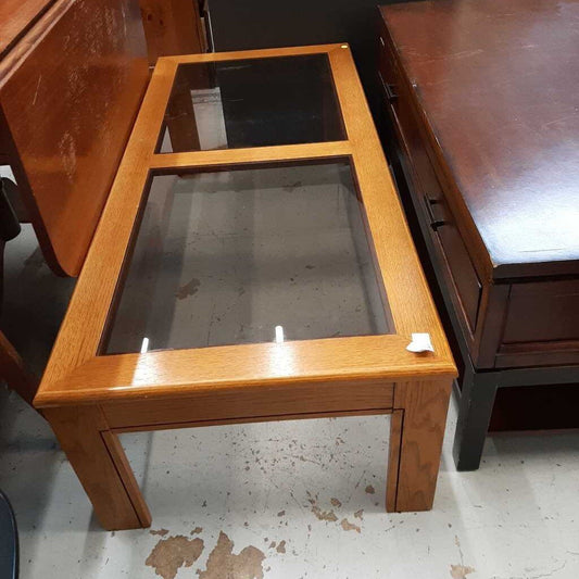 Glass Top Wooden Coffee Table