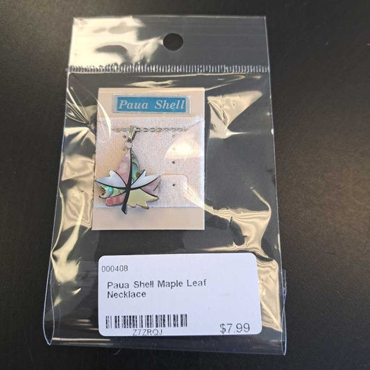 Paua Shell Maple Leaf Necklace