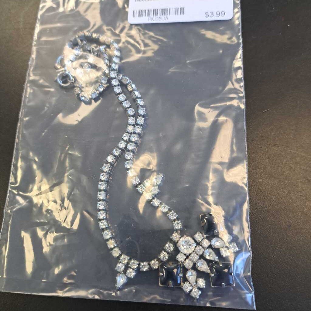 Rhinestone & Black Stone Necklace