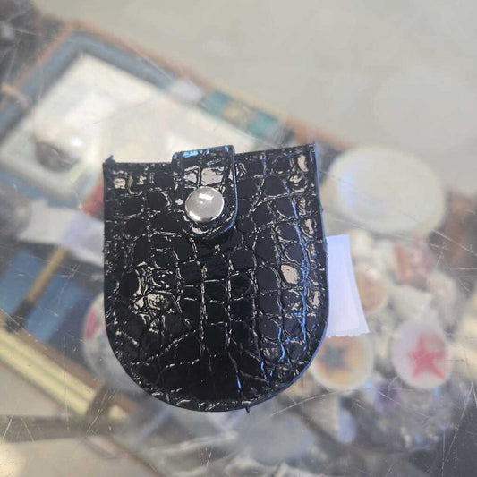 Portable Handbag Hook In Black Leather Case