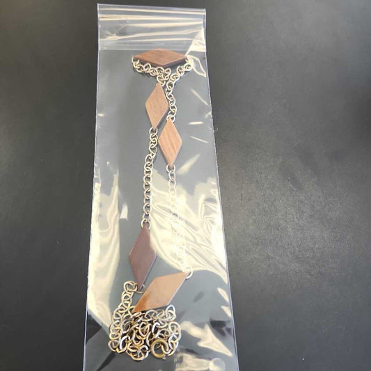 Wooden Pendant Gold Plated Chain