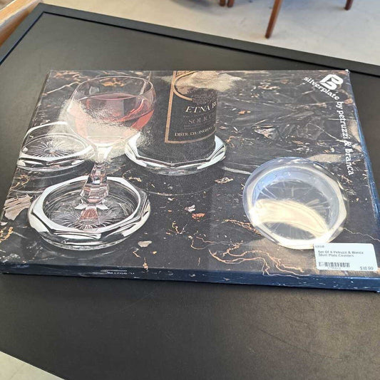 Set Of 6 Petruzzi & Bianca Silver Plate Coasters