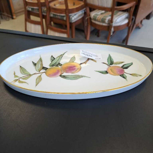 Royal Worcester Evesham Porcelain Serving Tray/Dish ''Peach Design W/Gold Trim