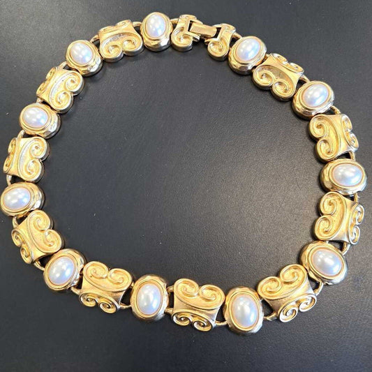 Goldtone Faux Pearl Choker