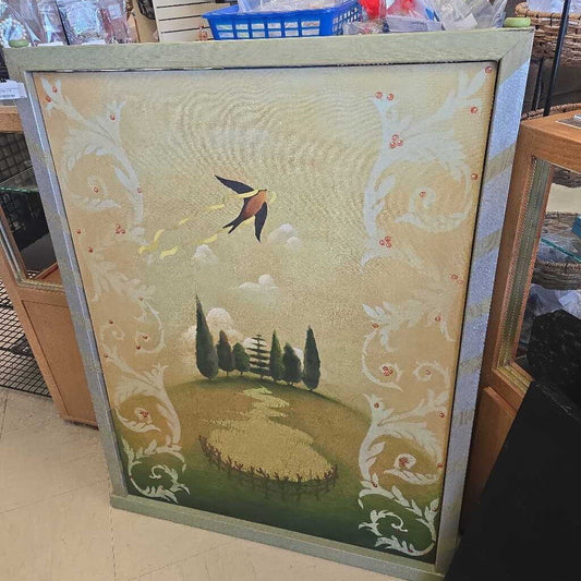 Pastoral Scene Picture In Wooden Frame