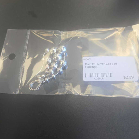 Pair Of Silver Looped Earrings